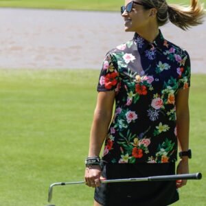 CA Ladies Funky Golf Shirt | Black Floral