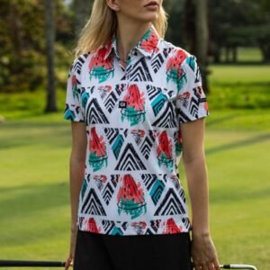 CA Ladies Funky Golf Shirt | Geometric Watermelons